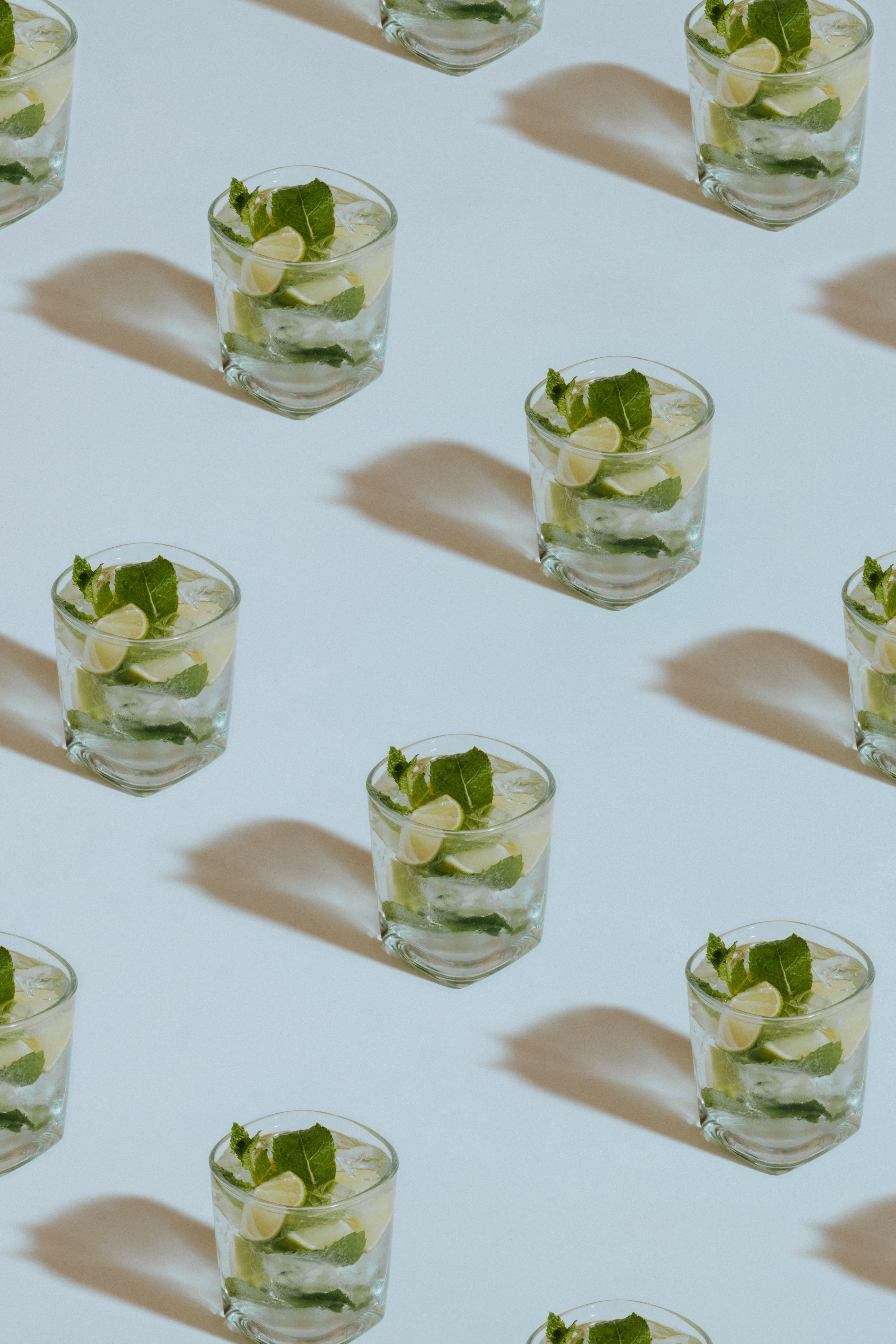 Mojito drink with mint and lime garnish